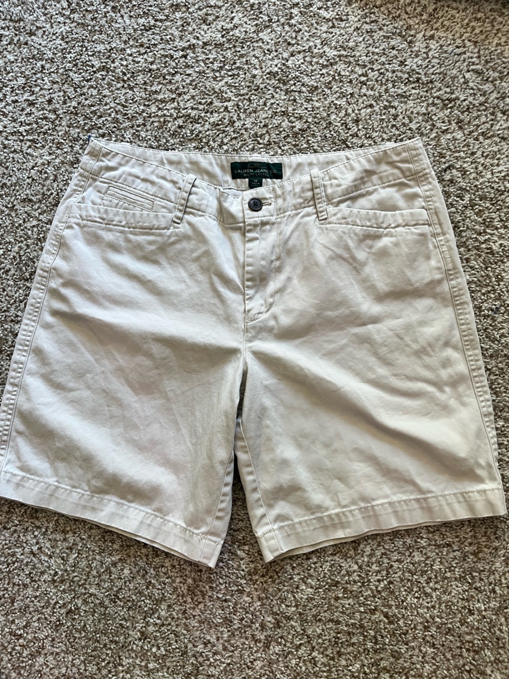 Ralph Lauren Men’s Light Beige Flat-Front Cotton Shorts